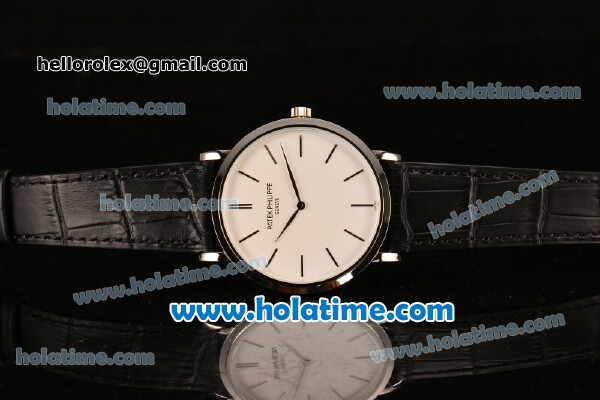 Patek Philippe Calatrava Miyota OS2035 Quartz Steel Case with White Dial and Stick Markers - Click Image to Close